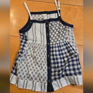 Pilcro Navy and White And black Top Small